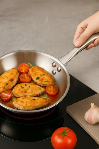 Frigideira em aço inoxidável - 34 cm