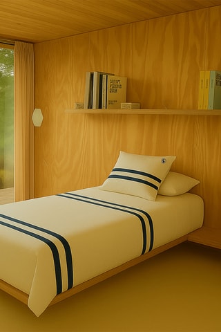 Conjunto de edredão em algodão 71 fios/cm² - Branco e azul