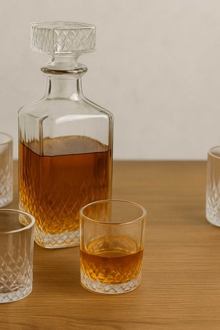 Garrafa e copos de uísque - 5 peças