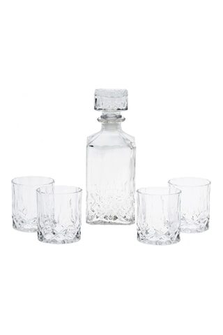 Garrafa e copos de uísque - 5 peças