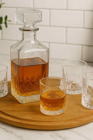 Garrafa e copos de uísque - 5 peças
