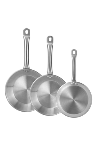 3 frigideiras em aço inoxidável - 20, 22 e 24 cm