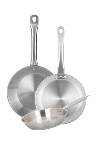 3 frigideiras em aço inoxidável - 20, 24 e 28 cm