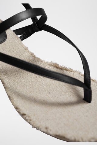 Sandali con tacco in pelle - Nero