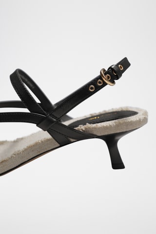 Sandali con tacco in pelle - Nero