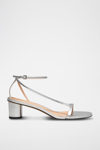 Sandali con tacco in pelle di capra - Argentato