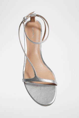 Sandali con tacco in pelle di capra - Argentato