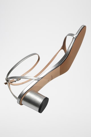 Sandali con tacco in pelle di capra - Argentato