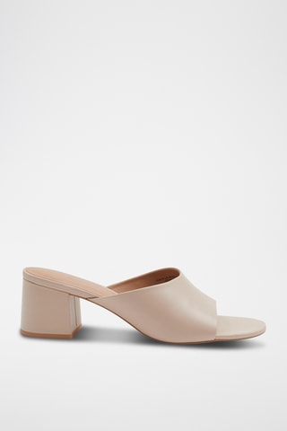 Sandali con tacco in pelle - Beige