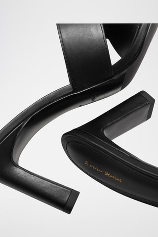 Sandali con tacco in pelle - Nero