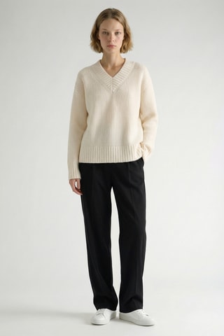 Maglia relaxed in lana e mohair - Bianco