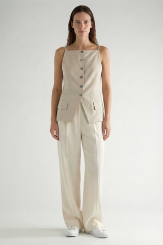 Cardigan in lino - Beige