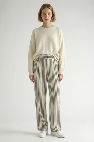 Pantaloni a vita alta in lino - Beige