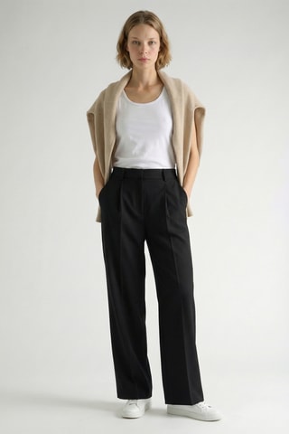 Pantaloni straight in lana - Nero