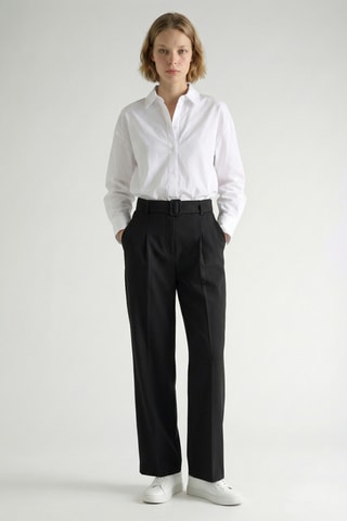 Pantaloni in lana a vita alta - Nero