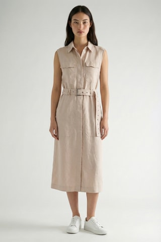 Abito a camicia in lino - Beige