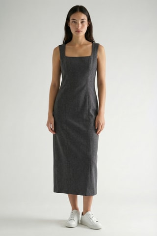 Abito midi in lana - Grigio