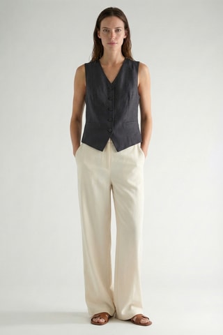 Gilet da completo in lino  - Nero