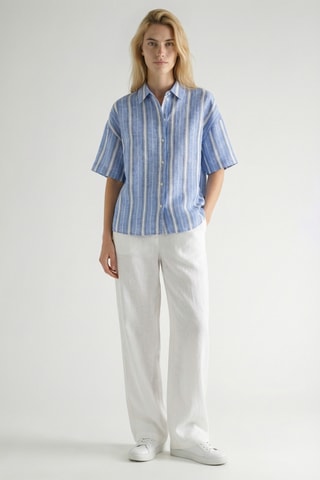 Camicia oversize in lino - Azzurro