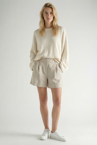Short regular en lin taille haute - Beige