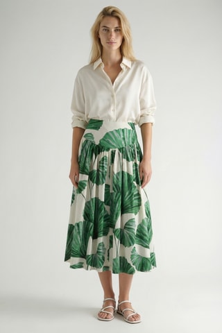 Jupe patineuse taille haute - Blanc