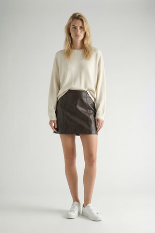 Jupe droite en cuir - Marron