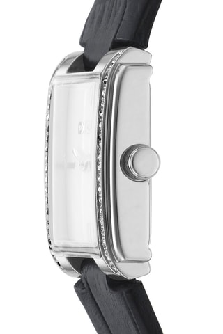 Leren Quartz Horloge - Zwart en Zilverkleurig