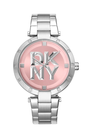 Stalen Quartz Horloge Logo - Zilverkleurig en Roze