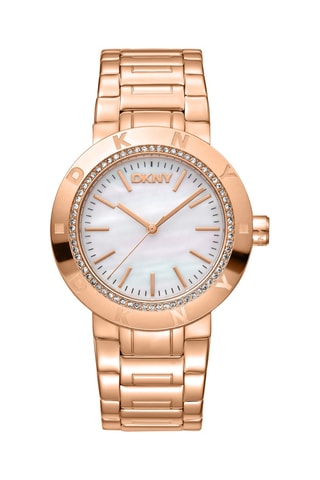 Stalen Quartz Horloge - Roségoudkleurig en Wit