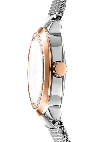 Stalen Quartz Horloge - Zilverkleurig en Roségoudkleurig