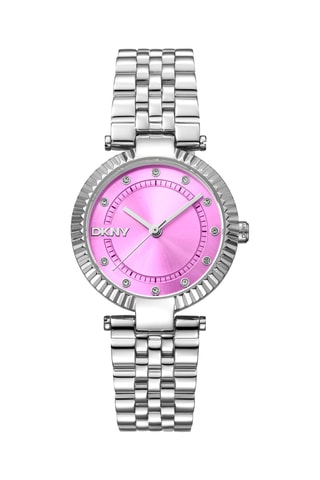 Stalen Quartz Horloge - Zilverkleurig en Roze