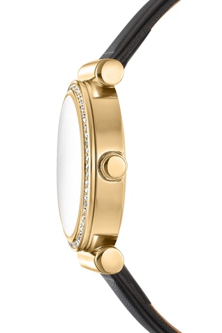 Leren Quartz Horloge - Zwart en Goudkleurig