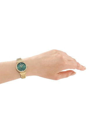 Stalen Quartz Horloge - Goudkleurig en Groen