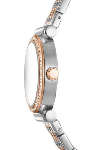 Stalen Quartz Horloge - Zilverkleurig en Roségoudkleurig