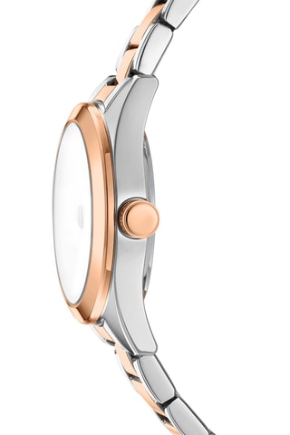 Stalen Quartz Horloge - Zilverkleurig en Roségoudkleurig