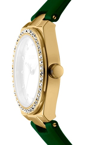 Leren Quartz Horloge - Groen en Goudkleurig