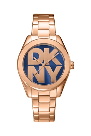 Stalen Quartz Horloge - Roségoudkleurig en Blauw