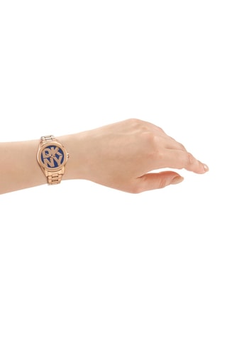 Stalen Quartz Horloge - Roségoudkleurig en Blauw