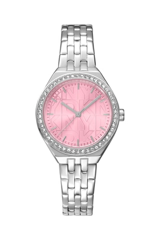 Stalen Quartz Horloge - Zilverkleurig en Roze