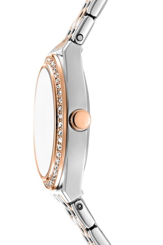 Stalen Quartz Horloge - Zilverkleurig en Roségoudkleurig