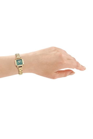 Stalen Quartz Horloge - Goudkleurig en Groen