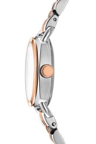 Stalen Quartz Horloge - Zilverkleurig en Roségoudkleurig