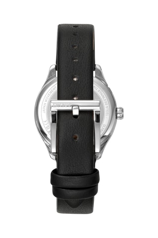 Leren Quartz Horloge - Zwart en Zilverkleurig