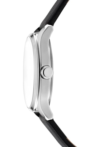 Leren Quartz Horloge - Zwart en Zilverkleurig