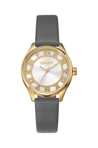 Leren Quartz Horloge - Grijs en Goudkleurig