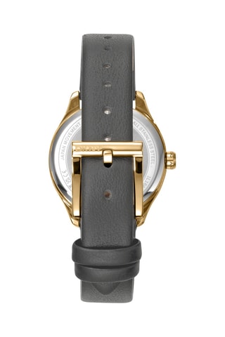 Leren Quartz Horloge - Grijs en Goudkleurig