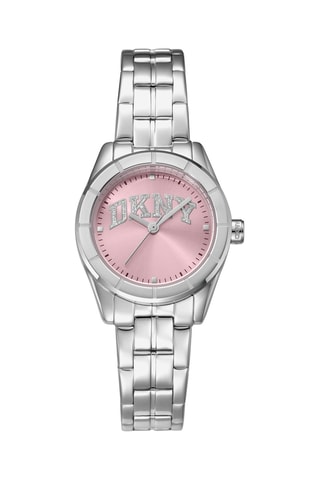 Stalen Quartz Horloge - Zilverkleurig en Roze