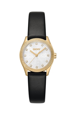 Leren Quartz Horloge - Zwart en Goudkleurig