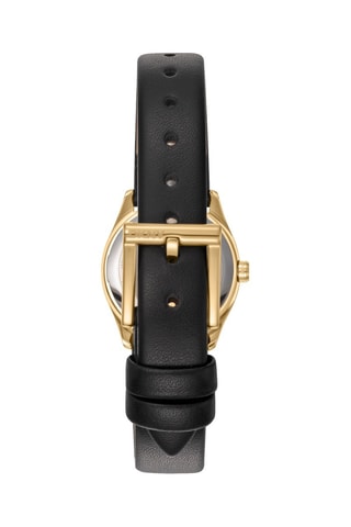 Leren Quartz Horloge - Zwart en Goudkleurig