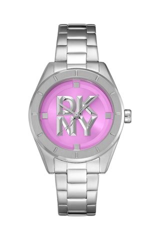 Stalen Quartz Horloge Logo - Zilverkleurig en Roze